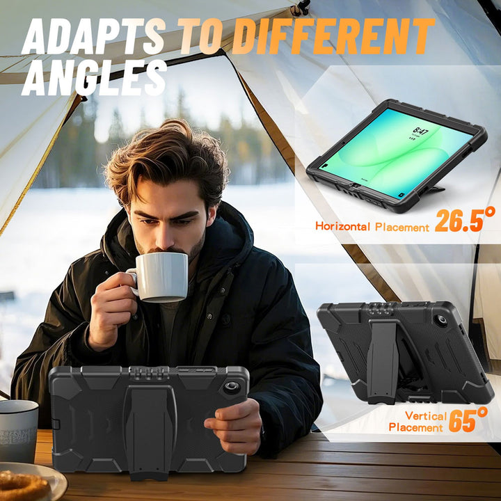 ARMOR-X Samsung Galaxy Tab A11+ A11 Plus ( 11" ) SM-X230 / SM-X235 / SM-X236 shockproof case, impact protection cover with kick stand. Rugged case with kick stand. Hand free typing, drawing, video watching.