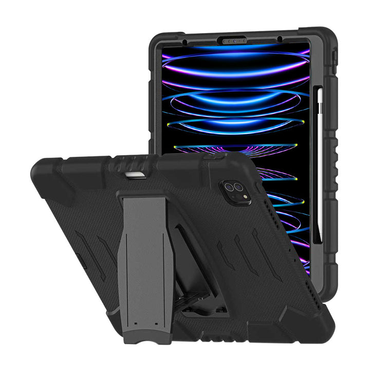 ARMOR-X Apple iPad Pro 12.9 ( 5th / 6th Gen. ) 2021 / 2022 shockproof case, impact protection cover. Rugged case with kick stand.