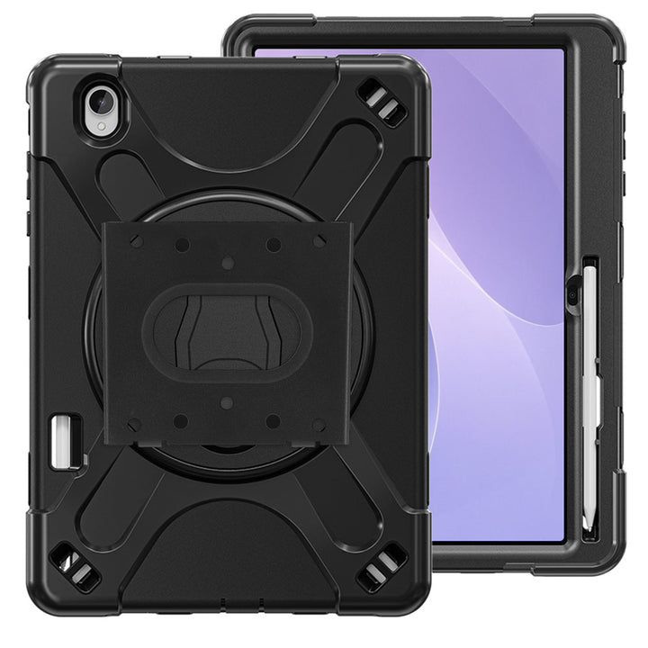 Samsung Galaxy Tab S12+ S12 Plus SM-X840 / X846 / X848 Ultra 3-Layer Rugged VESA Tablet Case with Wall Mount, 75x75mm VESA compatible with steel bracket, kickstand, and full-body protection for secure wall mounting.