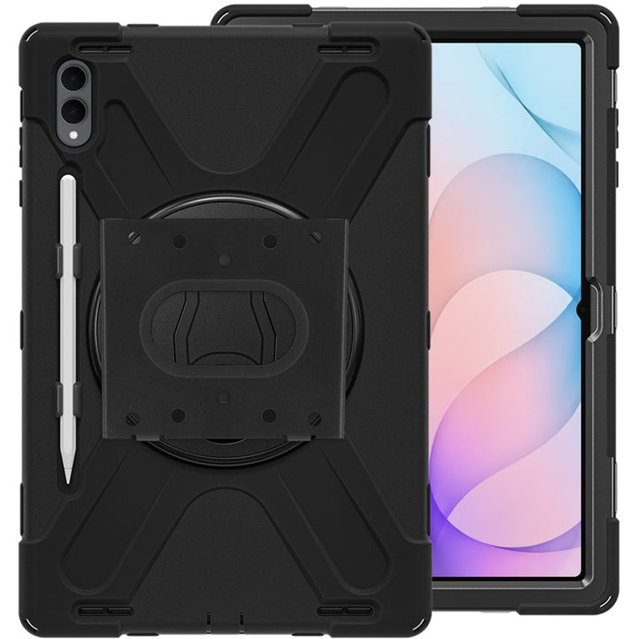 Samsung Galaxy Tab S12 Ultra SM-X940 / X946 Ultra 3-Layer Rugged VESA Tablet Case with Wall Mount, 75x75mm VESA compatible with steel bracket, kickstand, and full-body protection for secure wall mounting.