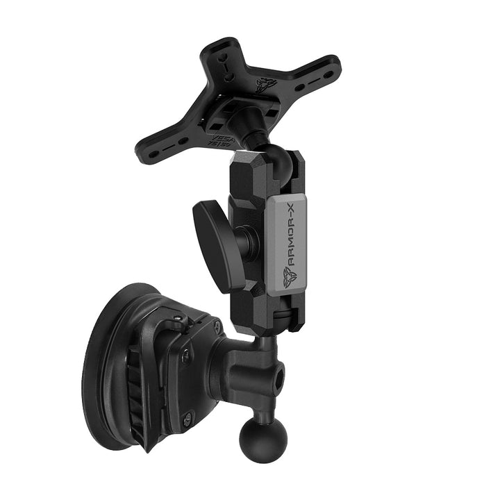 ARMOR-X ONE-LOCK Dual Ball Strong Suction Cup VESA Mount for tablet.