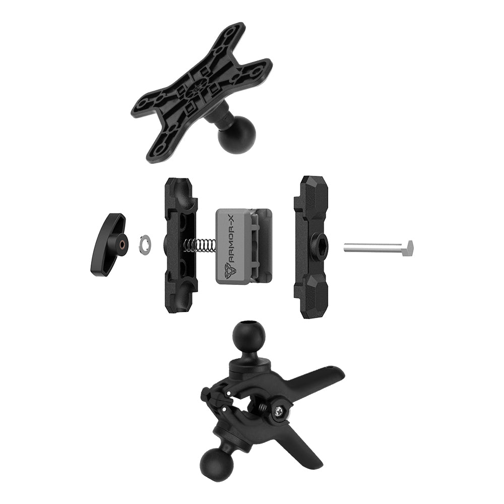 VSA-P49 | Dual Ball Tough Spring Clamp VESA Mount ( 75x75mm | 50x50mm ) | Design for Tablet