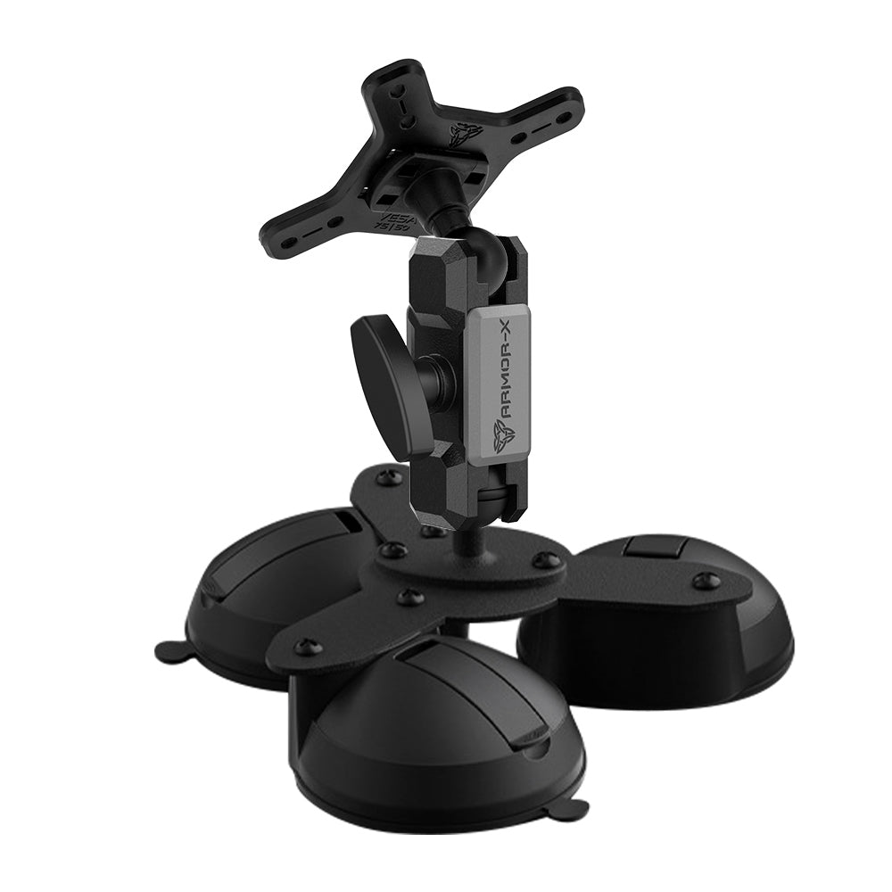 ARMOR-X ONE-LOCK Glass Triple Suction Cup VESA Mount for tablet.