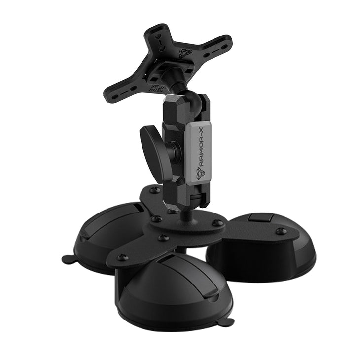 ARMOR-X ONE-LOCK Glass Triple Suction Cup VESA Mount for tablet.