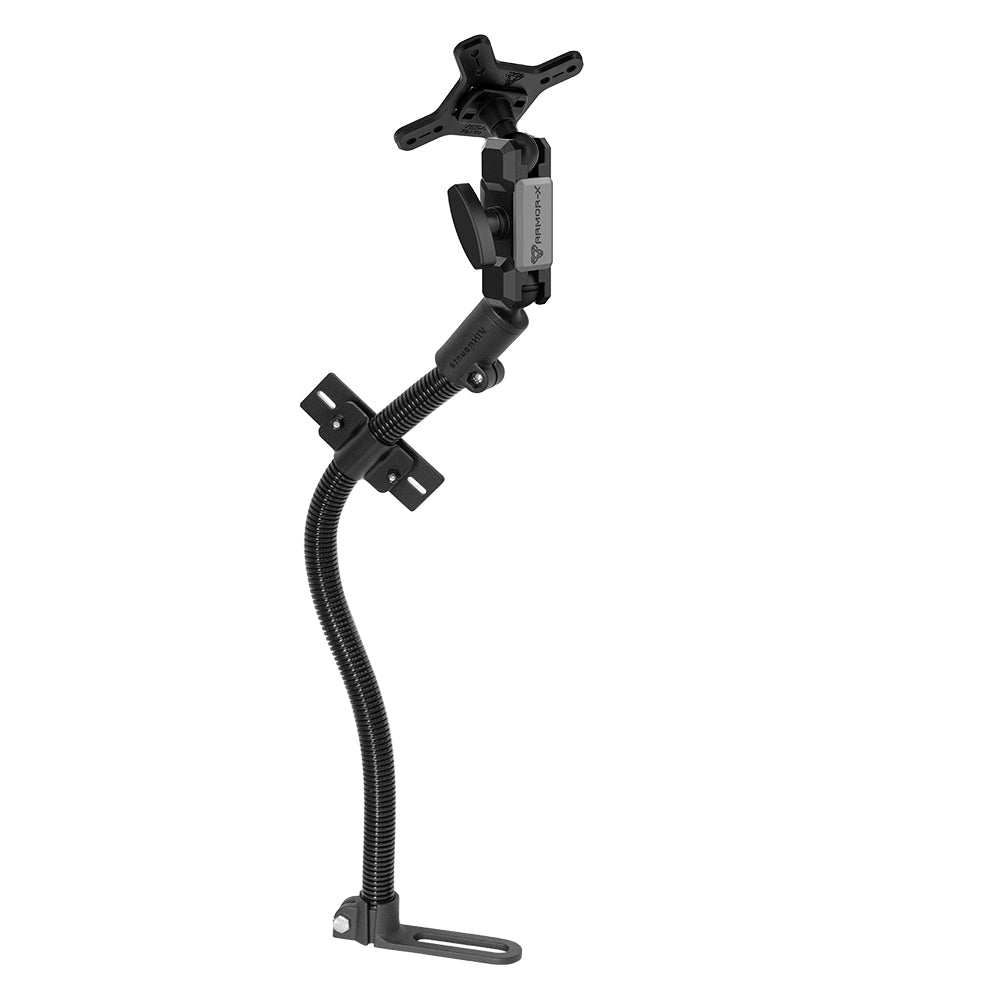 ARMOR-X ONE-LOCK Adjustable Gooseneck VESA No-Drill Vehicle Mount for tablet.