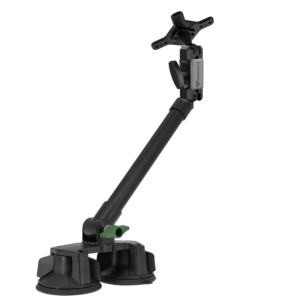 ARMOR-X ONE-LOCK Dual Suction Cup VESA Mount ( 75x75mm | 50x50mm ) with Long Arm for tablet.