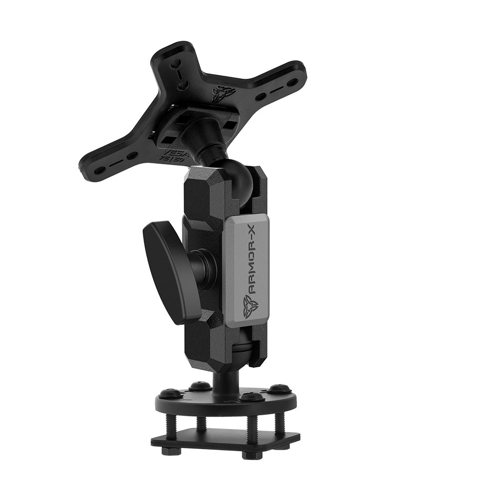 ARMOR-X ONE-LOCK Drill-Down Dashboard VESA Mount ( 75x75mm | 50x50mm ) with Backing Plate for tablet.