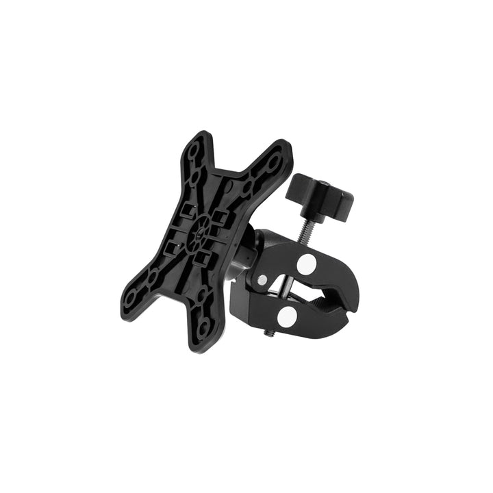 ARMOR-X Quick Release Handle Bar VESA Mount for tablet. Perfectly for mounting on the handlebars of bikes, motorcycles, ATV, strollers, golf carts and electric scooters.