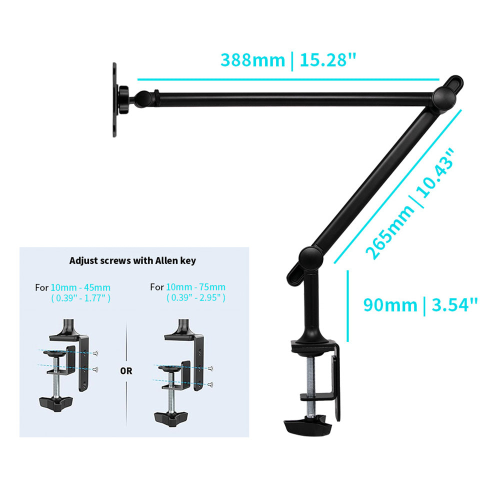 VSA-X141 | Aluminium Adjustable Arm Clamp VESA Mount ( 75x75mm | 50x50mm ) | Design for Tablet
