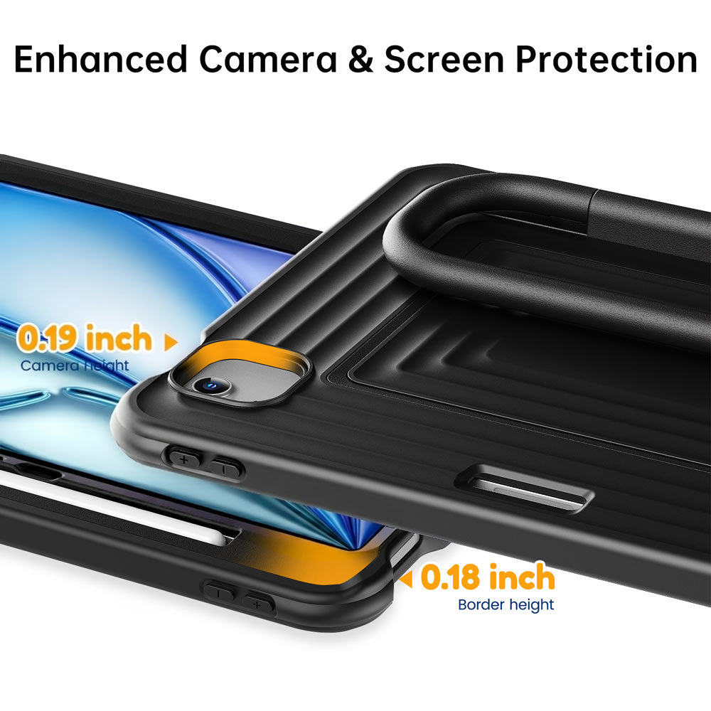 WSC-iPad-A5 | iPad Pro 11 ( 1st / 2nd / 3rd / 4th Gen. ) 2018 / 2020 / 2021 / 2022 | Rugged Case with Kick-Stand &amp; Folding Grip