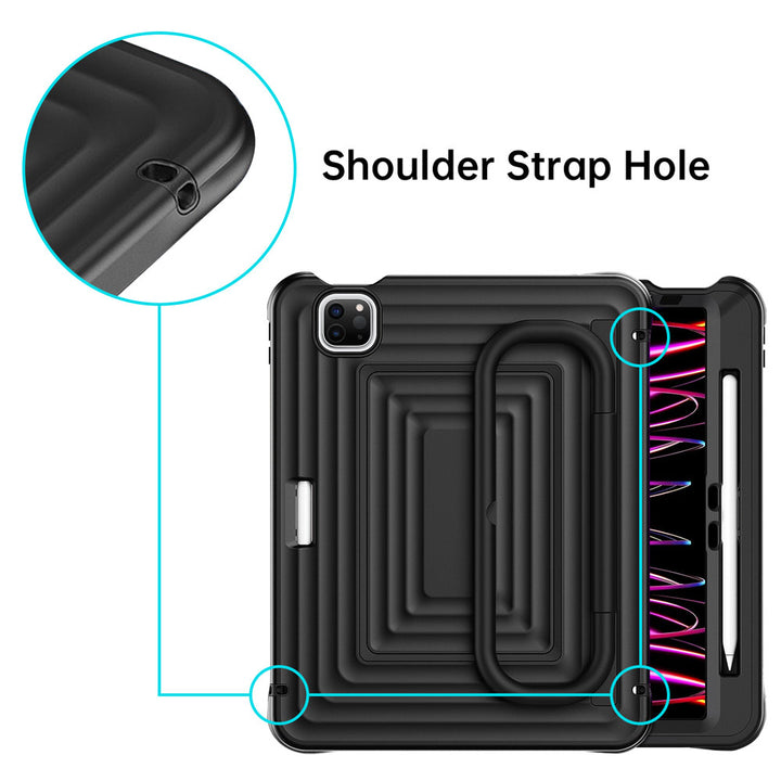 WSC-iPad-A5 | iPad Pro 11 ( 1st / 2nd / 3rd / 4th Gen. ) 2018 / 2020 / 2021 / 2022 | Rugged Case with Kick-Stand &amp; Folding Grip
