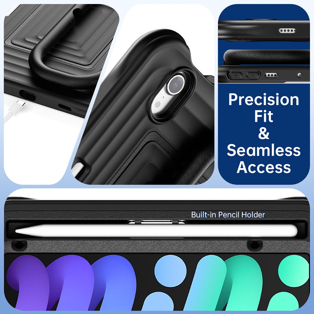 WSC-iPad-M6 | iPad mini 6 | Rugged Case with Kick-Stand & Folding Grip