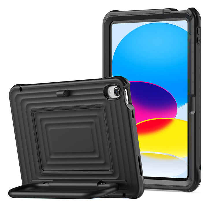 ARMOR-X iPad 11-Inch (11th Gen / A16) Rugged Case with Kick-Stand &amp; Folding Grip. Designed for convenience and versatility, the integrated handle offers a secure grip—perfect for kids or on-the-go use. It also doubles as a sturdy kickstand, rotating up to 180° for flexible viewing angles.