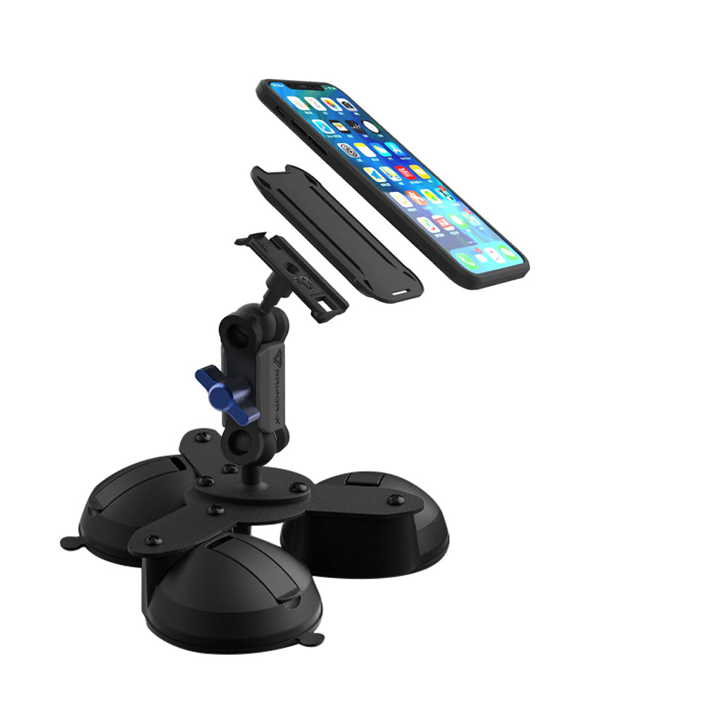 ARMOR-X ONE-LOCK Glass Triple Suction Cup Mount TYPE-K for phone