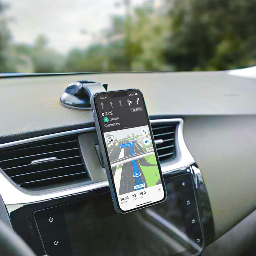 ARMOR-X Car Dashboard Suction Mount. Made from new upgraded suction cups, which provide stronger grip. It will stay in place better and is friendly to your phone on bumpy roads during emergency braking and sharp turns. 