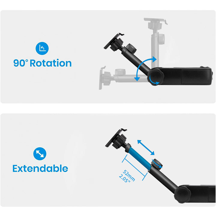 ARMOR-X Microphone Stand Clamp Mount for phone. The arm can be freely telescoped to adjust the distance and adjusted by 90° up and down.