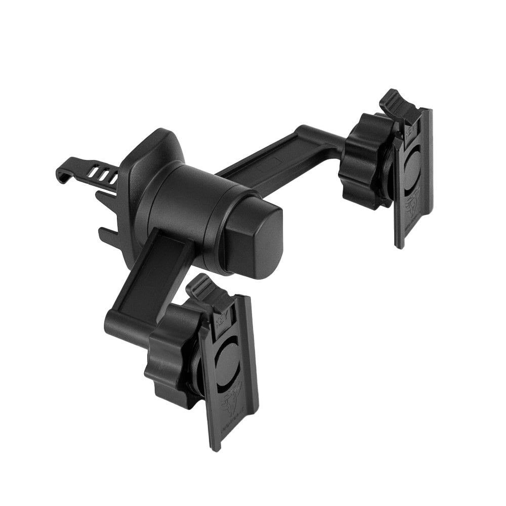 ARMOR-X dual ball car air vent mount design for 2 phones.