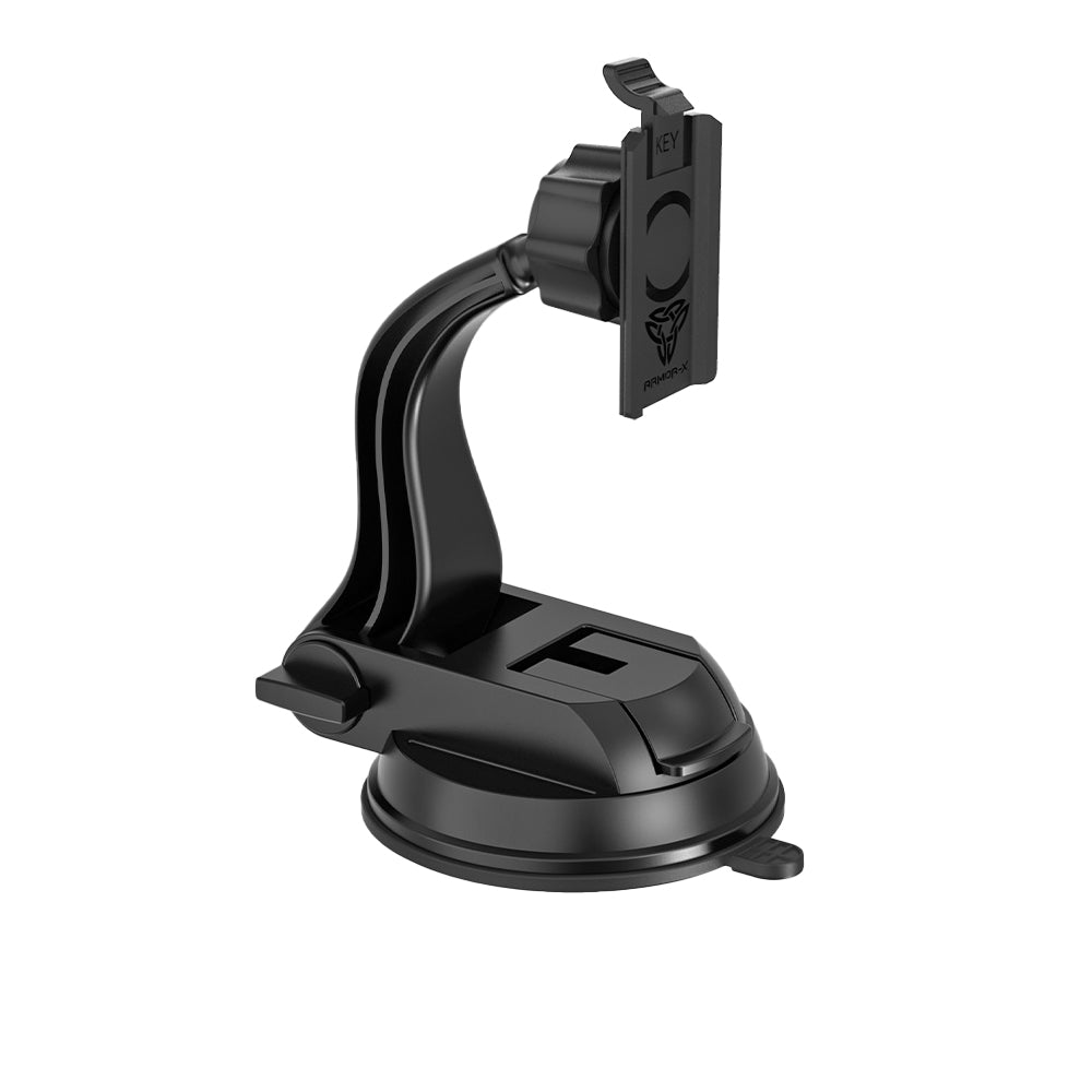 ARMOR-X car suction cup mount design for phone, great to use on car dashboard, console, windshield or other textured but flat & dry surfaces.