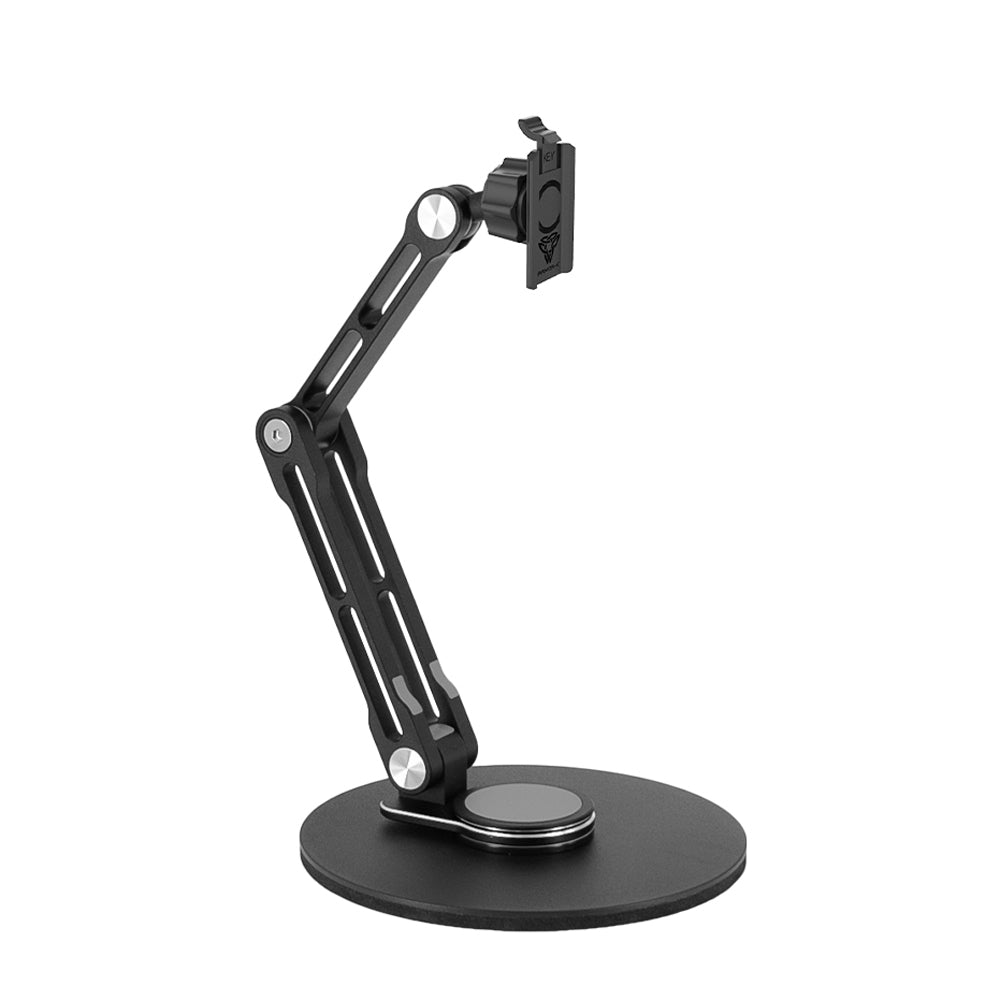 ARMOR-X adjustable foldable swivel desktop mount for phone. Design for offices, meeting rooms, libraries, cafes, kitchens and music games room.