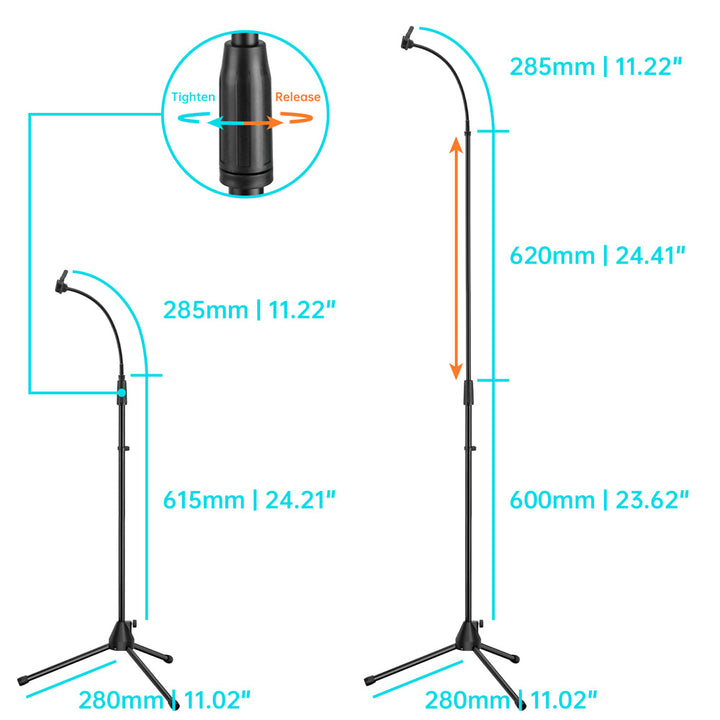 X185T | Tripod Floor Stand With Boom Microphone Arm | TYPE-T For Tablet