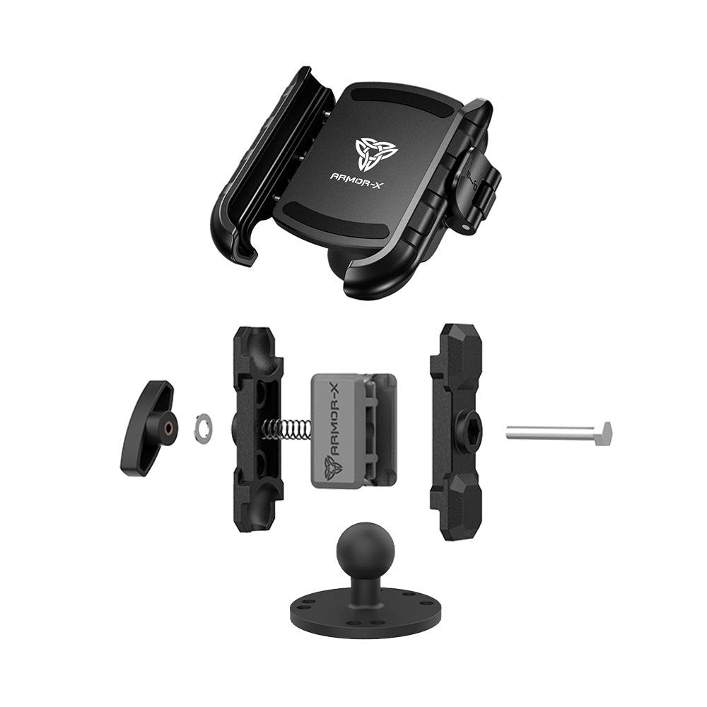 ARMOR-X 2.5" Round Plate AMPS Universal Mount for phone, free to rotate your device with full 360 degrees to get the best view.