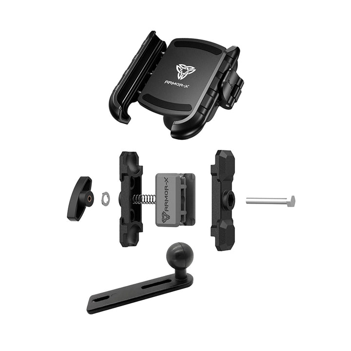 ARMOR-X Motorcycle Handlebar Pump Universal Mount for phone, free to rotate your device with full 360 degrees to get the best view.