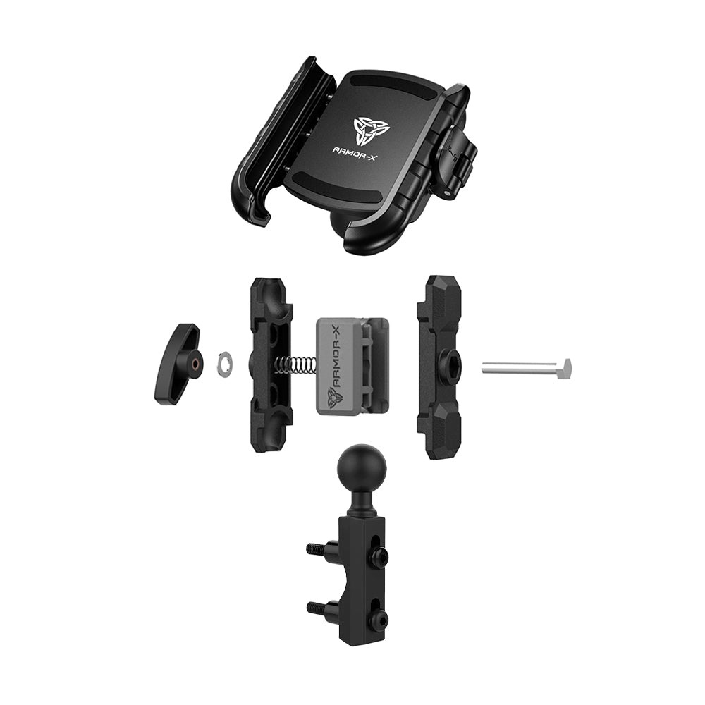 ARMOR-X Motorcycle Brake / Clutch / Perch Universal Mount for phone, free to rotate your device with full 360 degrees to get the best view.