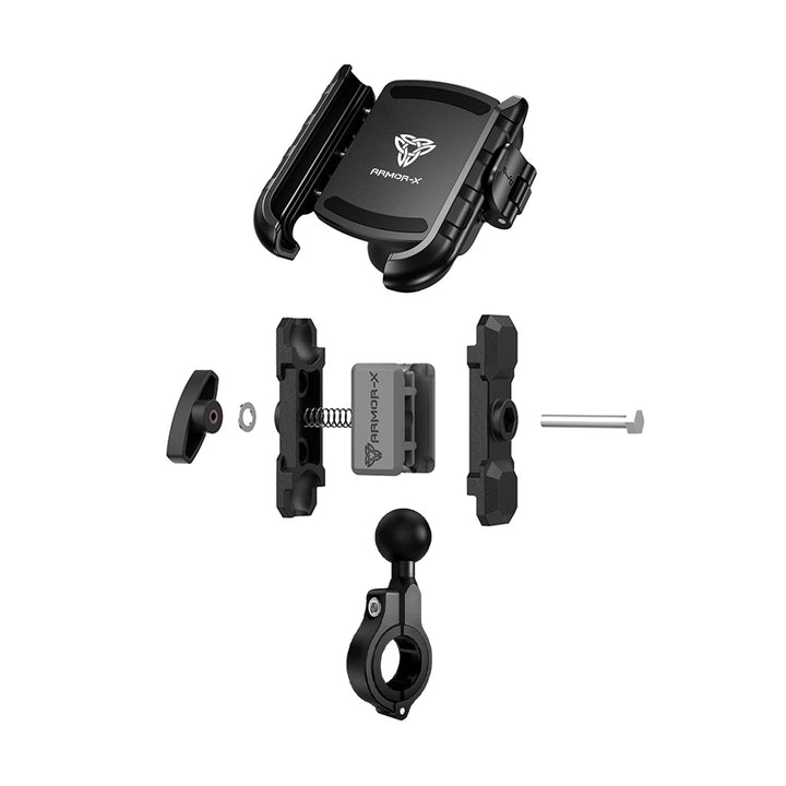 ARMOR-X Motorcycle Handlebar Universal Mount for phone, free to rotate your device with full 360 degrees to get the best view.