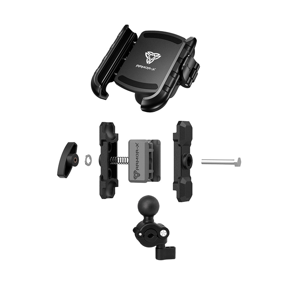 ARMOR-X Motorcycle Mirror Tube Mount Universal Mount for phone, free to rotate your device with full 360 degrees to get the best view.