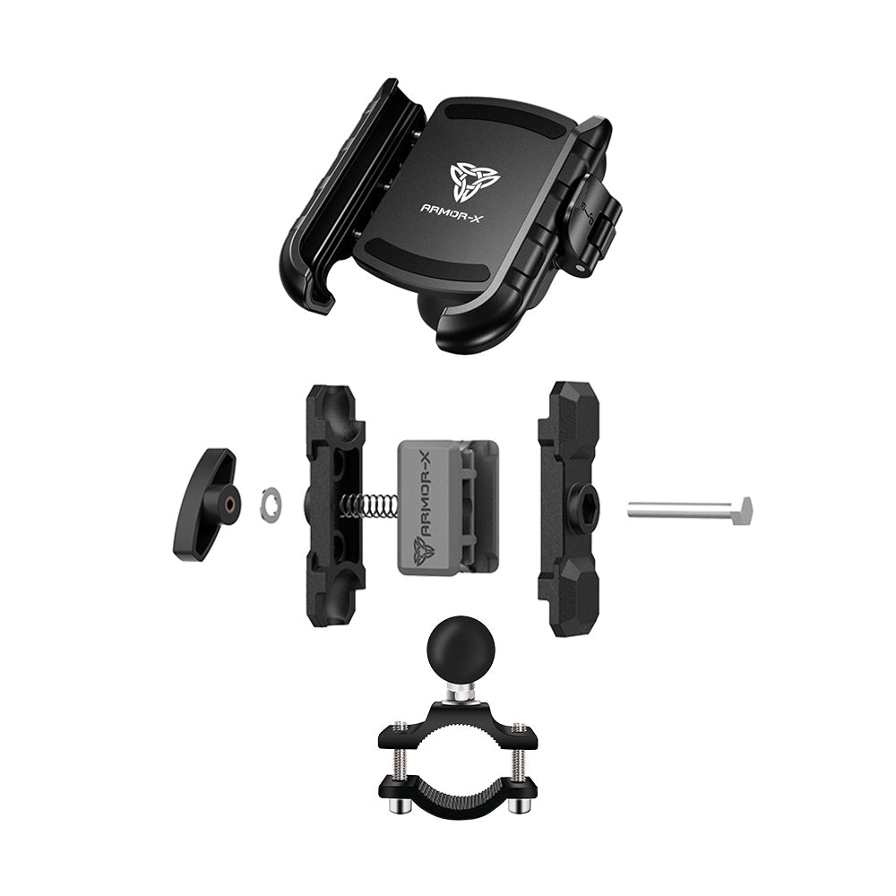 ARMOR-X Handlebar Rail Universal Mount for phone, free to rotate your device with full 360 degrees to get the best view.