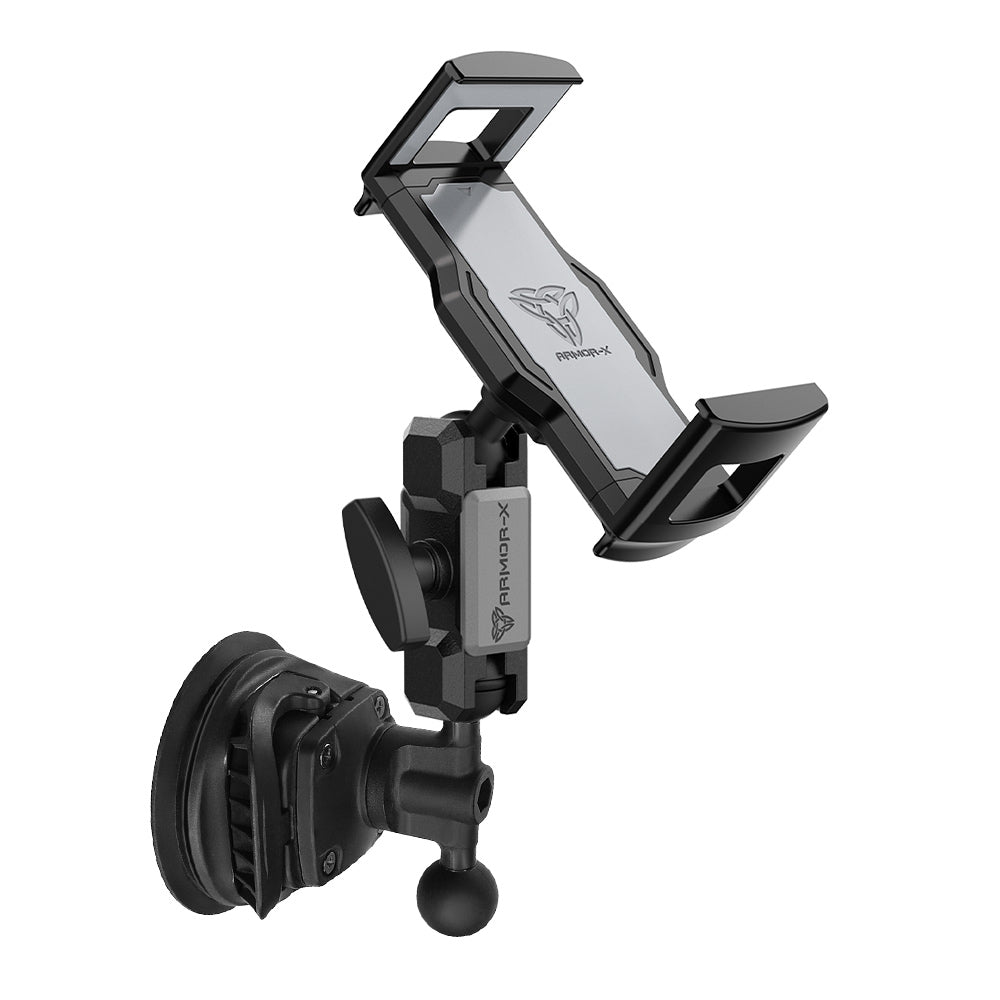 ARMOR-X ONE-LOCK Dual Ball Strong Suction Cup Universal Mount for tablet.