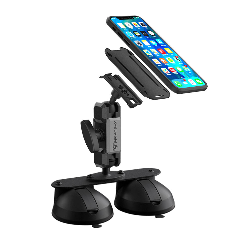 P52K Glass Double Suction Cup Mount ONE-LOCK for Phone – ARMOR-X