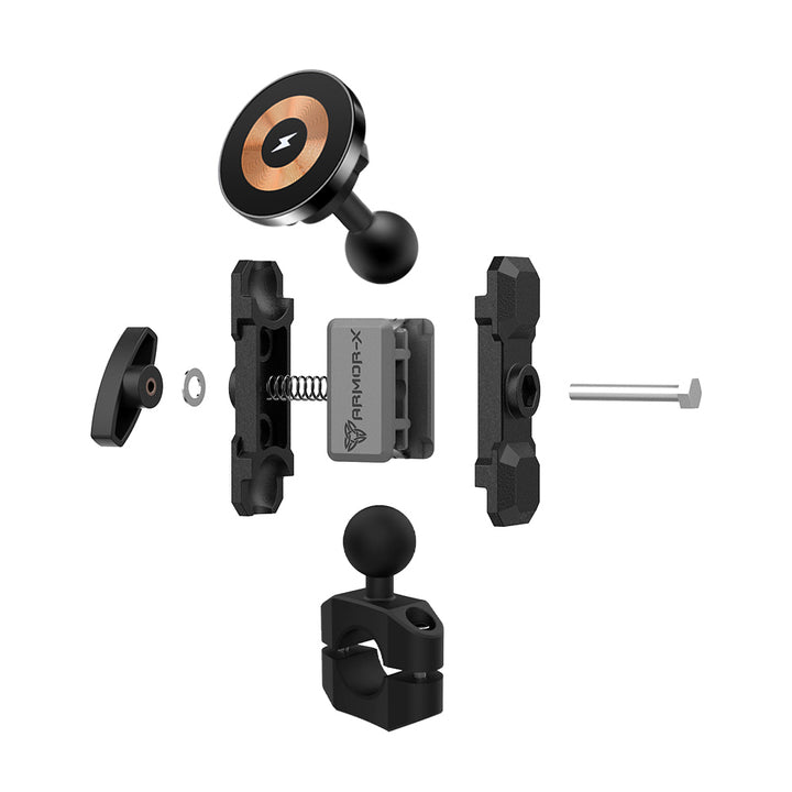 P14MS03 | Heavy-Duty Rail Bar PixelSnap 15W Fast Charger Mount *SMALL | ⌀17-28mm | ONE-LOCK for Google Pixel Smartphone