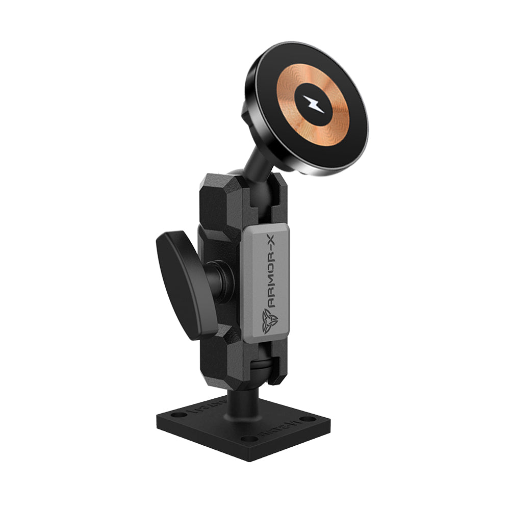 ARMOR-X Heavy-Duty AMPS Drill-down MagSafe 15W Fast Charger Mount for iPhone.