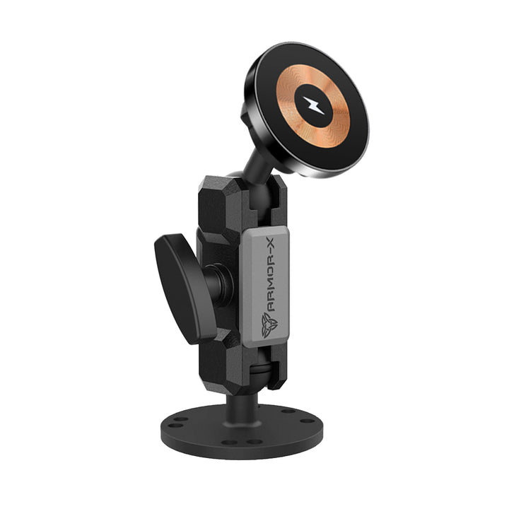 ARMOR-X Heavy-Duty 2.5" round plate AMPS MagSafe 15W Fast Charger Mount for iPhone.