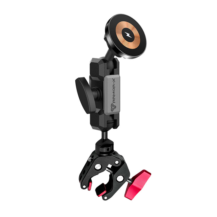 ARMOR-X Heavy-Duty G-Clamp MagSafe 15W Fast Charger Mount for table or desk for iPhone.