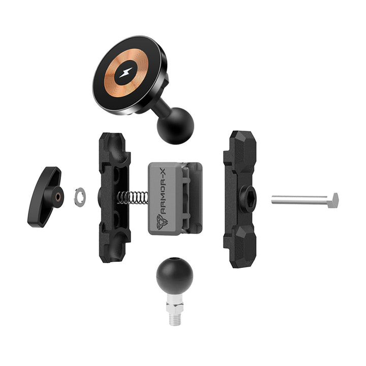 P27MS03 | Heavy-Duty M8 Male Thread Mount | MagSafe / Pixelsnap 15W Fast Charger | ONE-LOCK for iPhone & Smartphone