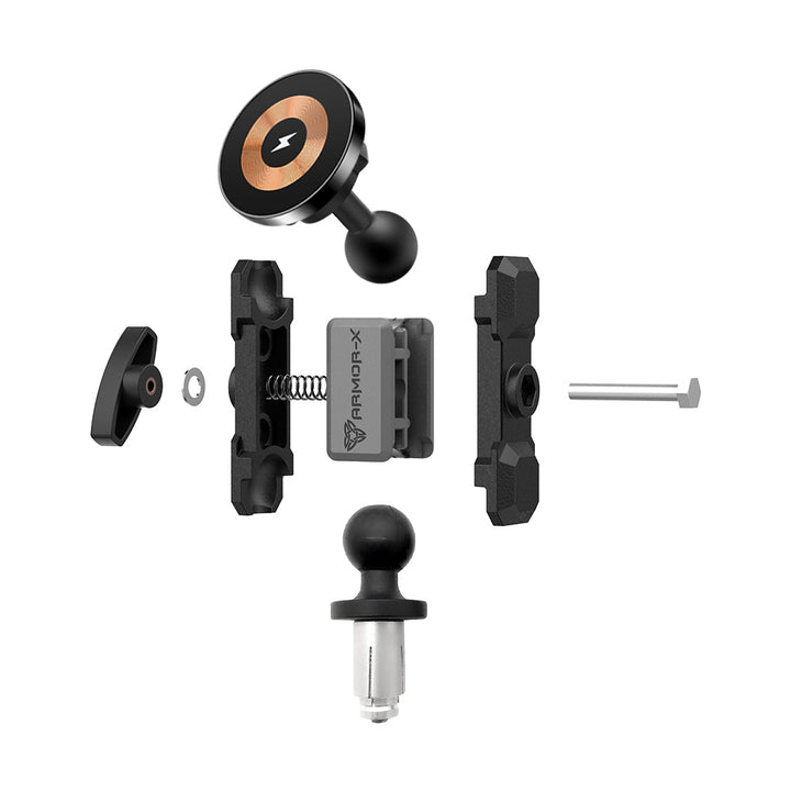 P30MS03 | Heavy-Duty Motorcycle Fork Stem Mount | MagSafe / Pixelsnap 15W Fast Charger | ONE-LOCK for iPhone & Smartphone