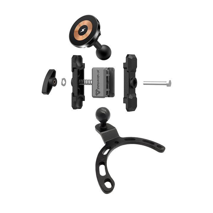 P31MS03 | Heavy-Duty Motorcycle Fuel / Oil Tank Mount * SMALL | MagSafe / Pixelsnap 15W Fast Charger | ONE-LOCK for iPhone & Smartphone