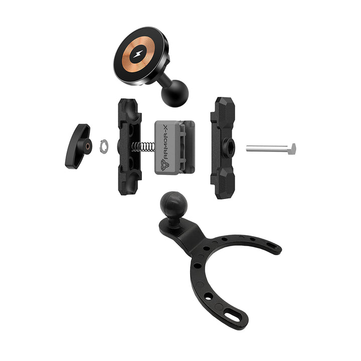 P32MS03 | Heavy-Duty Motorcycle Fuel / Oil Tank Mount * LARGE | MagSafe / Pixelsnap 15W Fast Charger | ONE-LOCK for iPhone & Smartphone