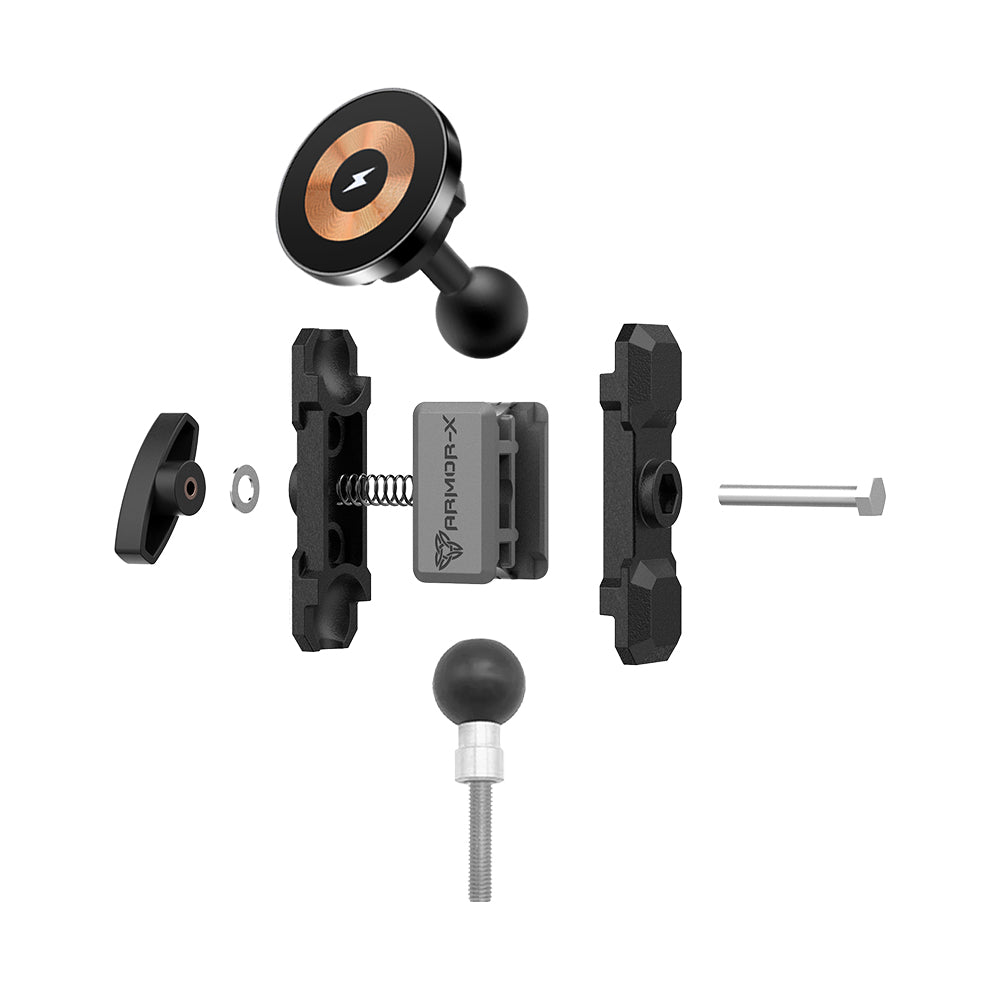P33MS03 | Heavy-Duty Handlebar Mount with M8 Bolts | MagSafe / Pixelsnap 15W Fast Charger | ONE-LOCK for iPhone & Smartphone