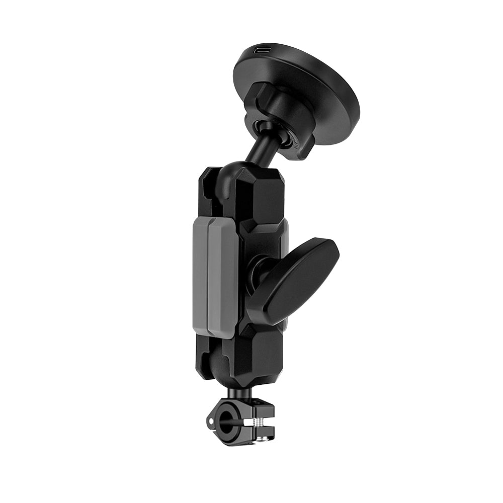 P36MS03 | Heavy-Duty Motorcycle Mirror Mount | MagSafe / Pixelsnap 15W Fast Charger | ONE-LOCK for iPhone & Smartphone