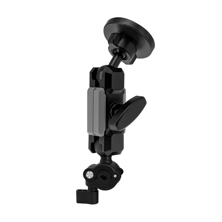 P39MS03 | Motorcycle Mirror Tube Mount | MagSafe / Pixelsnap 15W Fast Charger | ONE-LOCK for iPhone & Smartphone