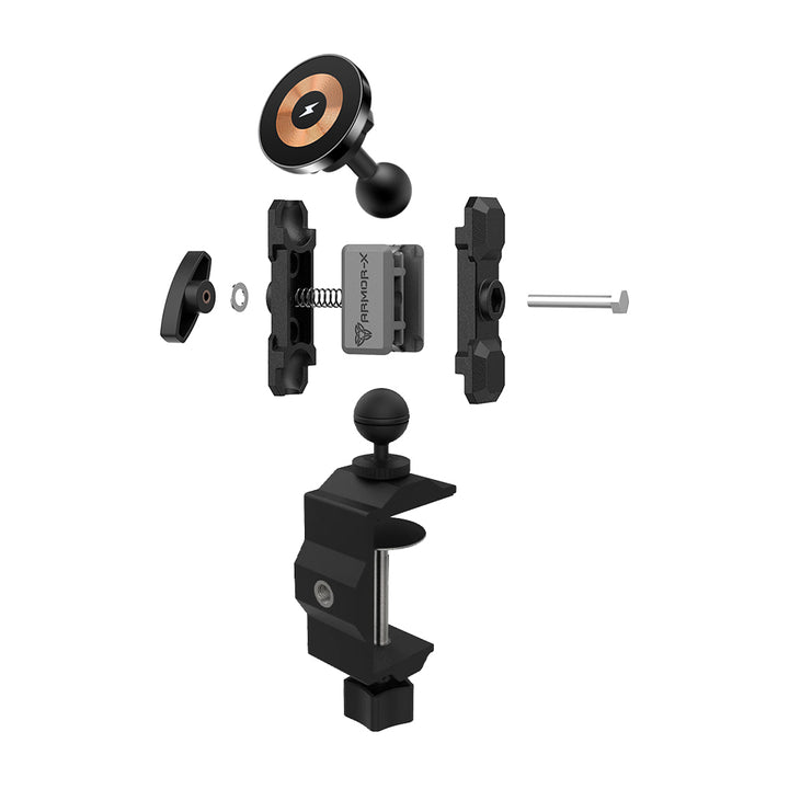 P3MS03 | G-Clamp Mount | MagSafe / Pixelsnap 15W Fast Charger | ONE-LOCK for iPhone & Smartphone