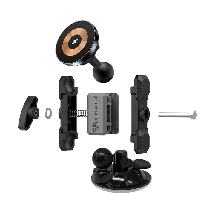 P43MS03 | Vacuum Suction Cup Mount | MagSafe / Pixelsnap 15W Fast Charger | ONE-LOCK for iPhone & Smartphone