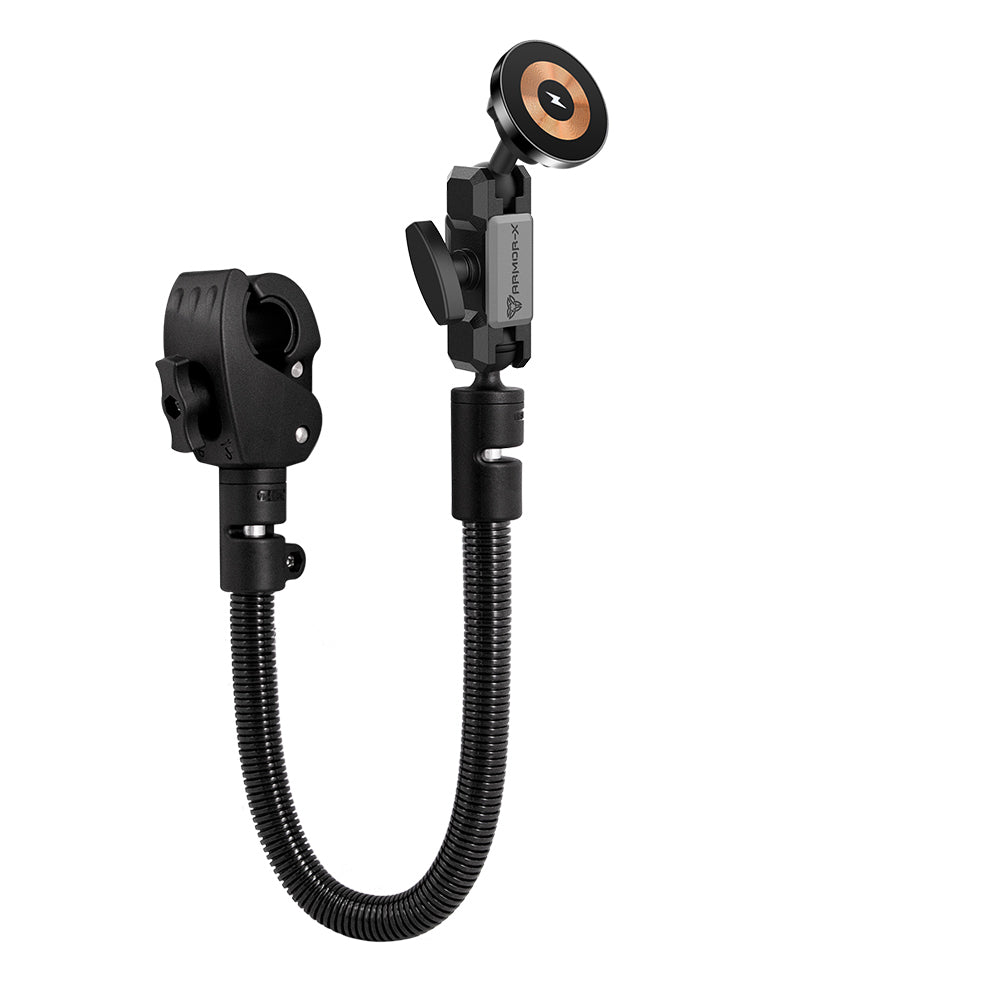 ARMOR-X Adjustable Gooseneck Tough Clamp MagSafe 15W Fast Charger Mount for iPhone.