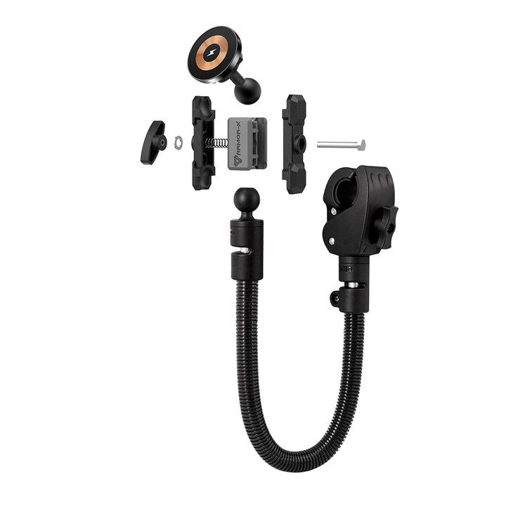 P46MS03 | Adjustable Gooseneck Tough Clamp Mount | MagSafe / Pixelsnap 15W Fast Charger | ONE-LOCK for iPhone & Smartphone