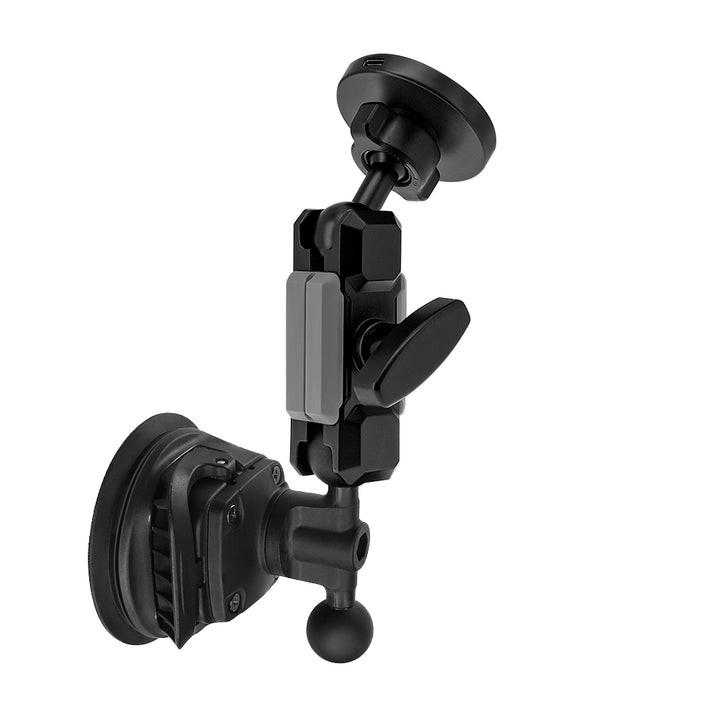 P47MS03 | Dual Ball Strong Suction Cup Mount | MagSafe / Pixelsnap 15W Fast Charger | ONE-LOCK for iPhone & Smartphone
