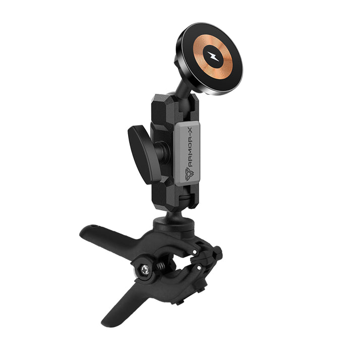 ARMOR-X Tough Spring Clamp MagSafe 15W Fast Charger Mount for iPhone.