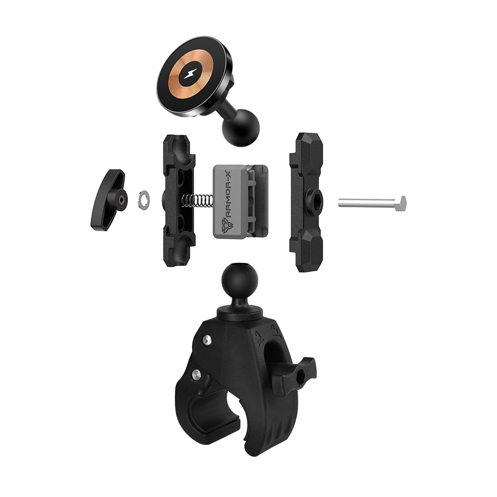 P50MS03 | Heavy-Duty Quick Release Bar Mount (LARGE) | MagSafe / Pixelsnap 15W Fast Charger | ONE-LOCK for iPhone & Smartphone